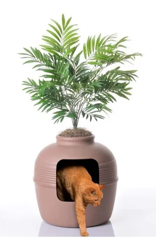 Arenero Para Gatos Dise o Maceta Con Planta Artificial Env o gratis