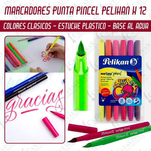 Marcadores Lettering Brush Pelikan X12 Colores Microcentro