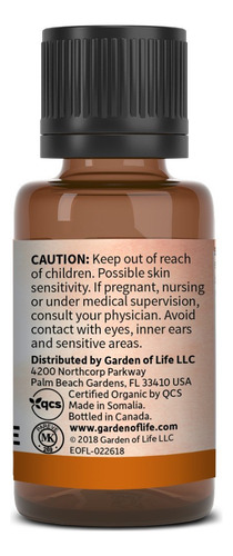 Aceite Esencial De Incienso Garden Of Life, 15 Ml, Usda Orga