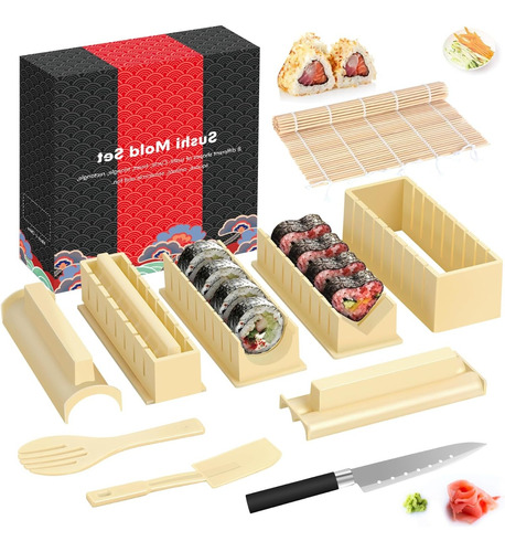 Kit De Fabricación De Sushi 12 Piezas Edición De Lujo