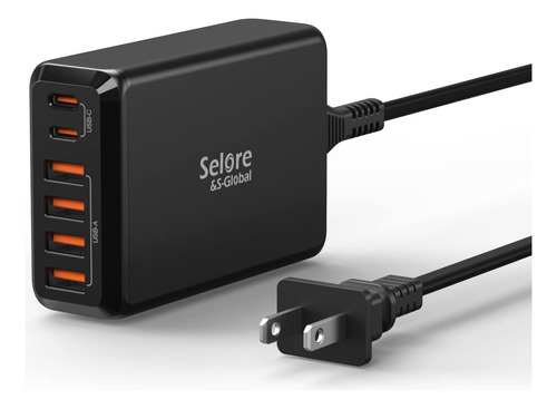 Selore - Estacion De Carga Usb C, 65 W, 6 Puertos, Multiples