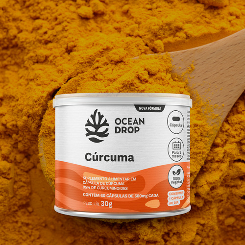 Curcuma 500mg Com Oleo De Linhaça 60 Caps Ocean Drop Lata