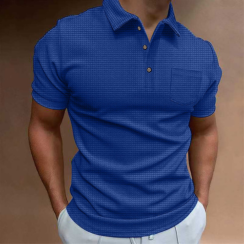 Jersey Casual Liso Con Botones A La Moda Para Hombre, Talla