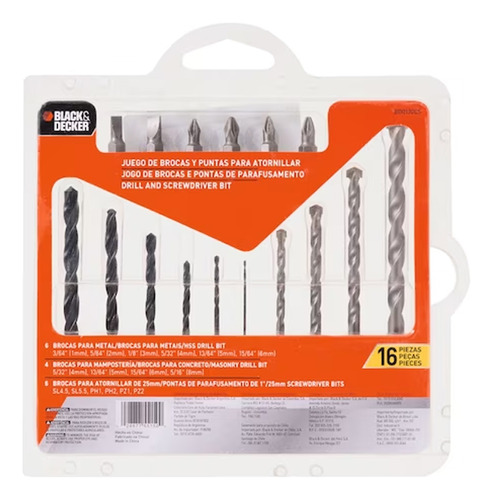 Juego De Puntas Y Brocas 16 Piezas Bd0130cs Black & Decker