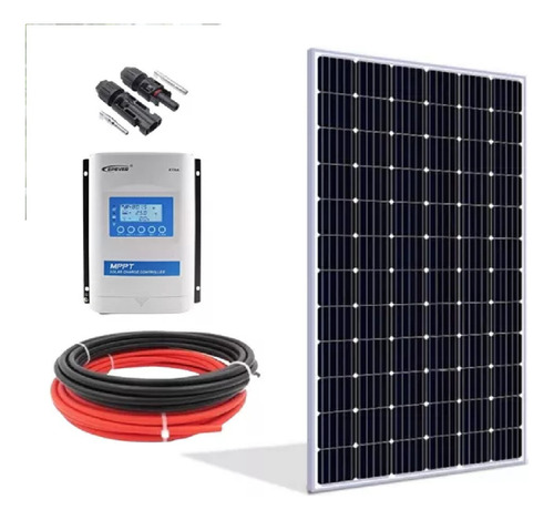 Kit De Energia Solar C/ Placa 280w + Controlador 40a Cabo 5m Cor Azul Voltagem De Circuito Aberto 38.33v Voltagem Máxima Do Sistema 31.94v