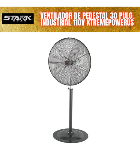 Ventilador De Pedestal 30 PuLG 110v 3 Velocidades Industrial Estructura Negro Aspas Plata Diámetro 30 Frecuencia 60 Hz Material De Las Aspas Metalicas