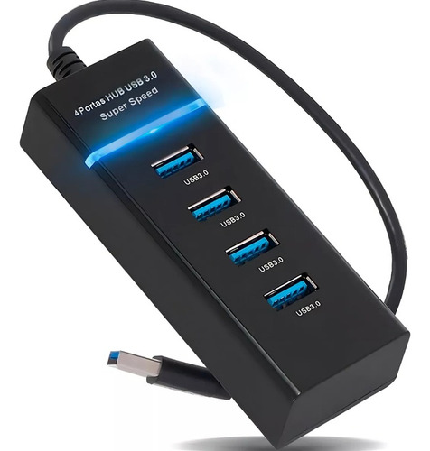 Hub Usb 3.0 De 4 Portas De Alta Velocidade Led Notebook
