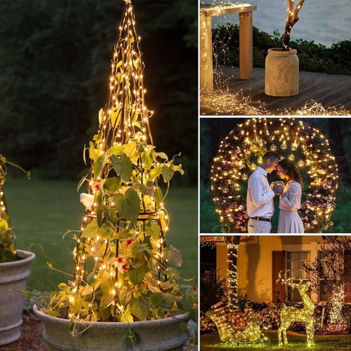 Imagen 5 de 10 de Guirnalda De Luces Solares 12m 120 Led Exteriores Decoracion