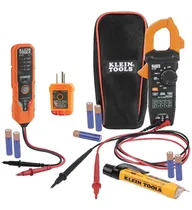 Comprar Kit de Multimetro\u002FAmperimetro de gancho de rango automático 400A AC, 600V CA\u002FCD, 2 Probadores de Voltaje, 1 Probador de Tomacorriente y Estuche para trasportar Klein Tools