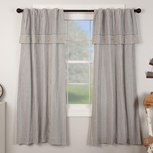 Farmhouse Tic Stripe Juego De Cortinas Panel De 63 Gris