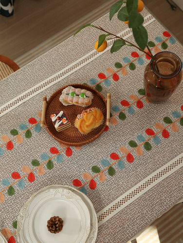 Mantel Rectangular De Lino Para Decoración Rústica