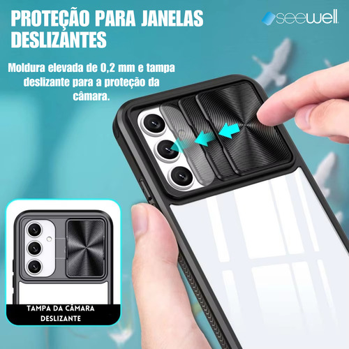 Capa Capinha Case Anti Impacto Com Proteção Na Câmera Slide Para Galaxy S25 Plus - Cor Preto