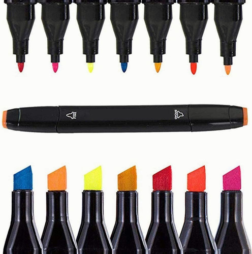 Marcadores Plumones De Doble Punta 60 Colores Set Rotulador