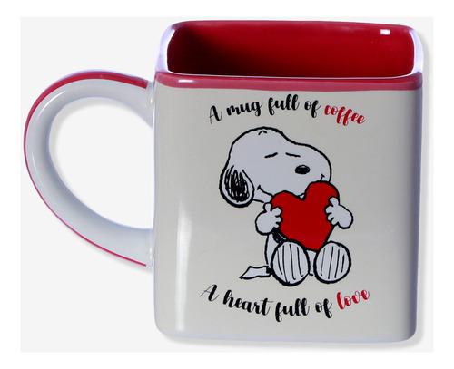 Caneca Quadrada Snoopy Love Cubo 300ml Xícara Cor Vermelho