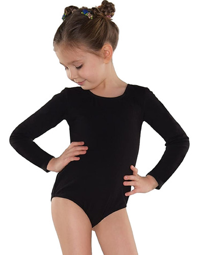 Body Leotard Algodón Manga Larga - Negro