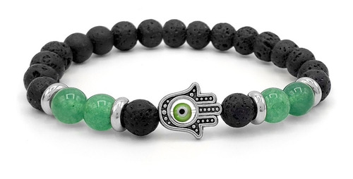 Pulsera Mano De Fatima Ojo Turco Volcanica Jade Iconic Store