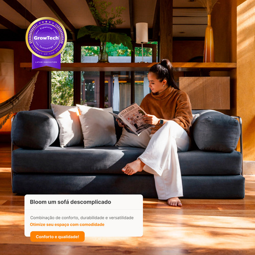 Sofá Cama Bloom Retrátil E Modular Sofá Na Caixa - Cinza