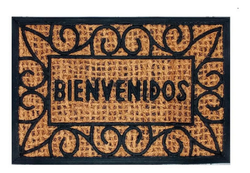 Felpudo Alfombra Para Entrada Coco + Goma 60x40 Cm 40 Cm 60 Cm Diseño 2 Beige/negro/rojo