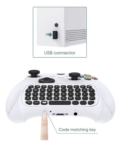 Teclado Chatpad para mando Xbox Series S/x y Xbox One S/x, color blanco