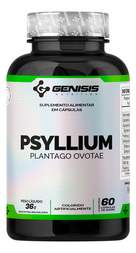 Psyllium Puro Concentrado 60 Cápsulas Genisis Nutrition Sabor Sem Sabor