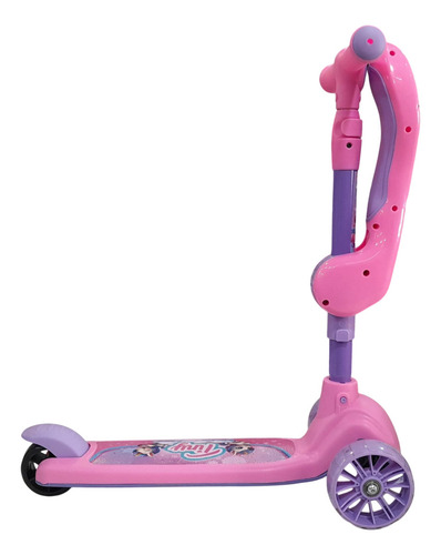 Monopatín Con Asiento 2en1 3 Ruedas Luz Música Dino Unicorn Color Rosa Unicornio