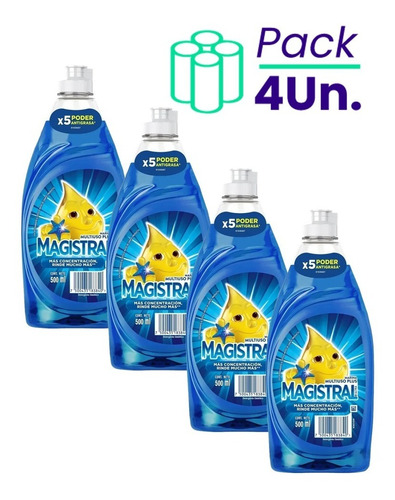 Pack Detergente Magistral Antigrasa Marina 500ml X4