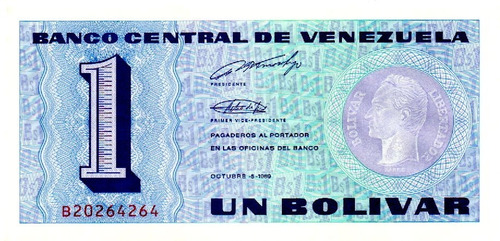 Billete 1 Bolívar 05 De Octubre 1989 Serial B8 Tinoquito 