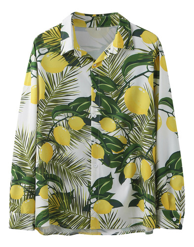 Camisa Casual Para Hombre Con Estampado De Hojas Otoñales