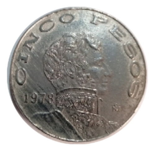 Moneda Vicente Guerrero 5 Pesos Año 1978 Triple Herror 