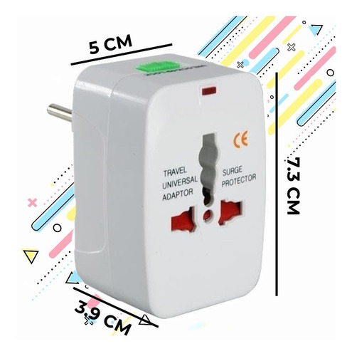 Imagen 2 de 4 de Adaptador Enchufe Universal Viajero Viaje Turismo 110v 220v