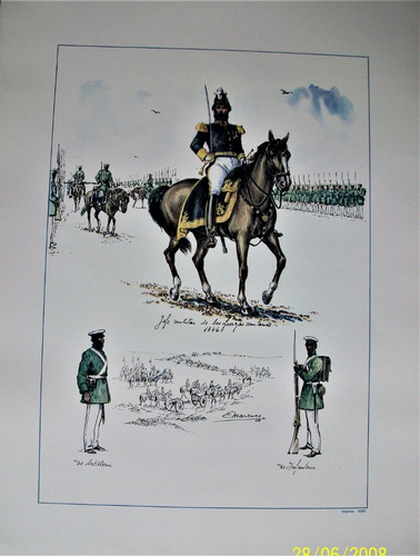 Marenco Lámina 34 X 46 Uniformes Jefe Fuerzas Unitarias 1846