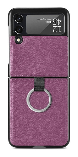 Carcasa Para Samsung Z Flip 3 Cuero Premium Color Con Anillo