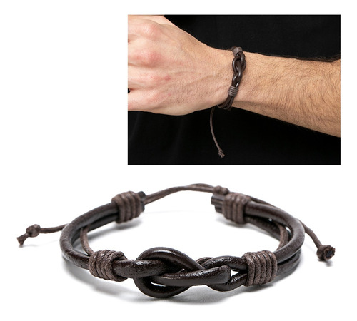 Pulsera De Cuero De Nudo Para Hombre