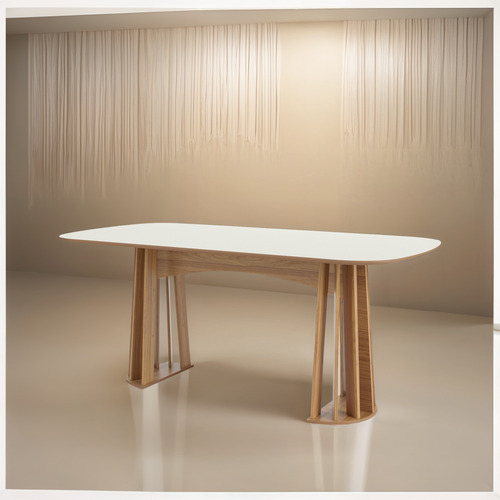Mesa Comedor Alta 6 Sillas Mdf 2 Patas Madera