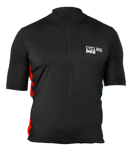 Remera Dribbling De Ciclismo Medio Cierre Hombre Negro/naran