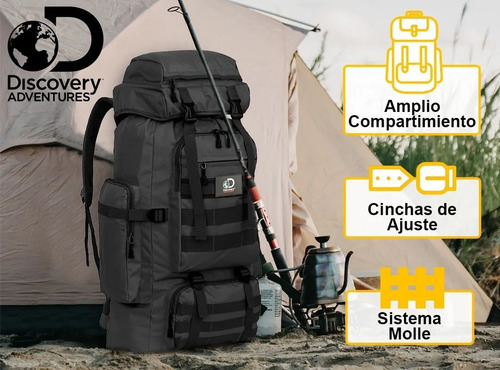 Mochila Mochilero 60+5 Lts Discovery Adventure Camping Viaje Color Verde
