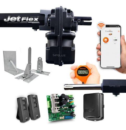 Kit Motor Ppa Portão Pivo Jet Flex Super 1 Folha Wifi 3 Sup