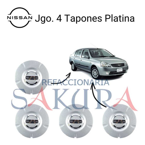 Set 4 Tapones Rueda Platina 2007 Nissan