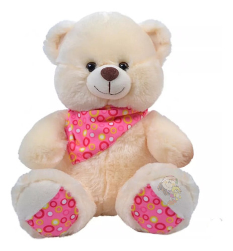 Oso De Peluche Con Bandana Rosa Super Suave Importado