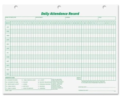 Tops Diario Registro De Asistencia, 8,5 X 11 Pulgadas, 50 Fo