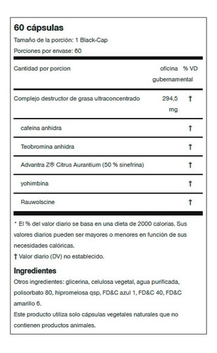 Termogenico Lipo 6 Black Ultra Concentrado 60 Caps Quemador