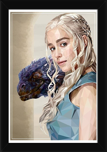 Quadro Daenerys Dragon Game Of Thrones Com Moldura Nitidez