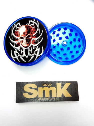 Combo Grinder Medio Azul 2 Pcs + 1 Caja De Cueros Smk #9