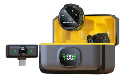 Microfone Lapela J6 Magnético Imã Sem Fio Redondinho Preto Tipo C Android/iphone 15 -16