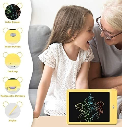 Imagen 3 de 6 de Tablet De Escritura Lcd A Color Para Niños Y Niñas - Yellow