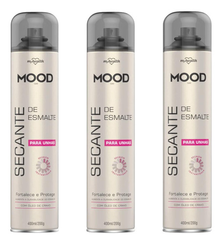 Kit 3 Spray Secador Secante De Esmalte Unha Ae Mood 400ml Mh