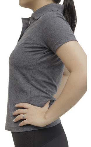 Imagen 2 de 3 de Playera Tipo Polo Color Gris Oxford Dama Algodón Peinado
