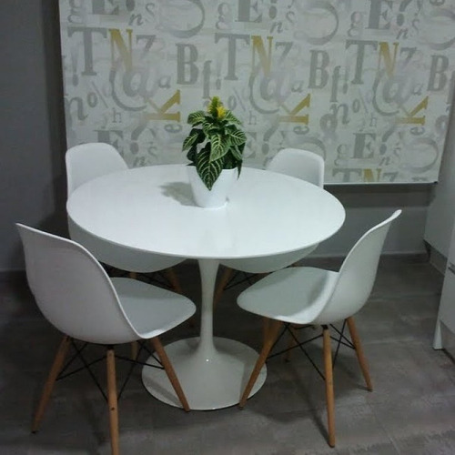 Imagen 3 de 3 de Mesa Tulip 100cm Diametro Mdf Laqueada Moderna Deco