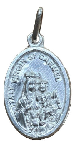 Medalla Virgen Del Carmen Y Sagrado Corazon Plata Fina .925.