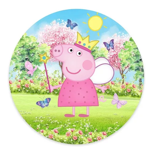 Painel Redondo Peppa Pig Casa - Adecore Tecidos